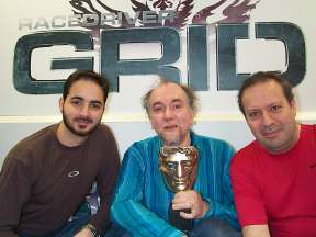 Aristotel, Simon and Pete with the 2008 BAFTA (11K)