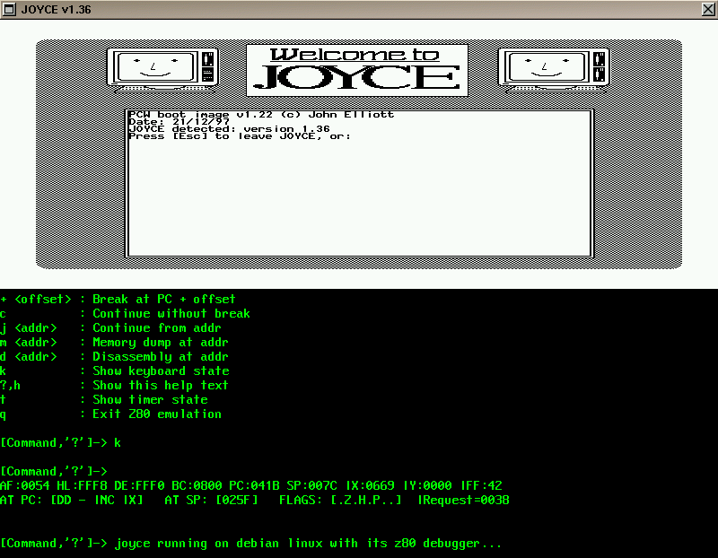 Joyce Z80 monitor