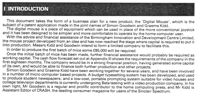 Introduction to the Digital Mouse business plan