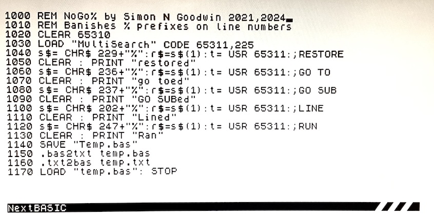 NoGo% program listing