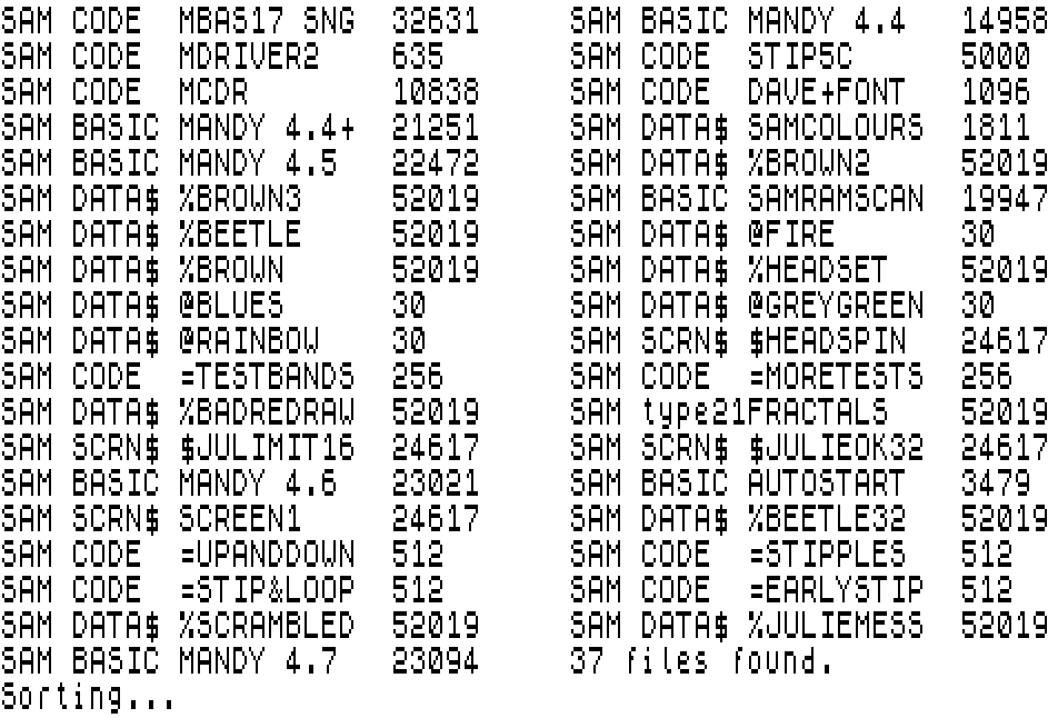 SAM disc contents before sorting